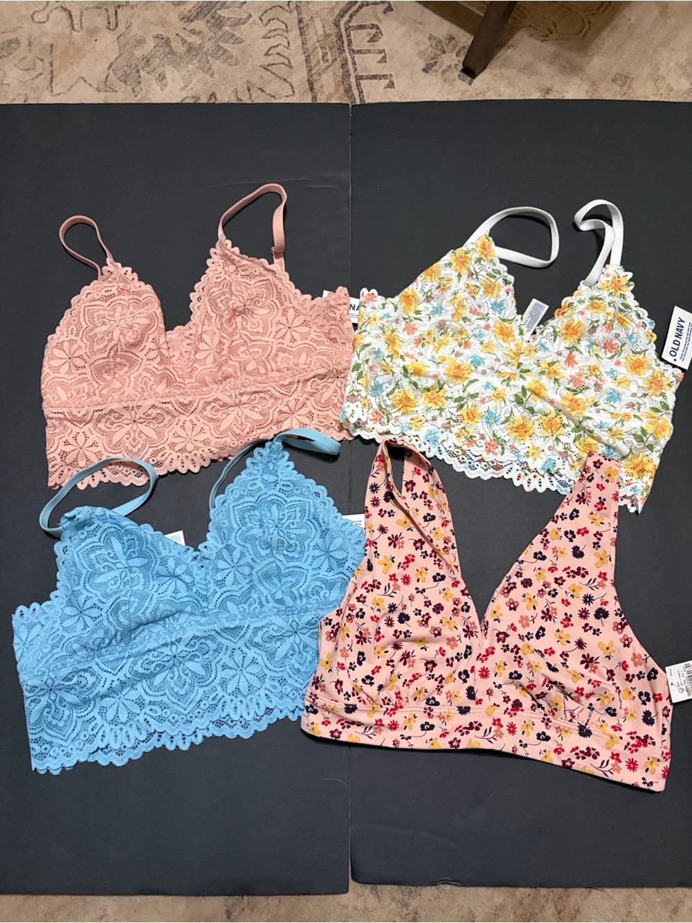 Set of 4 Old Navy Floral and Lace Bralettes SIZE XS NWT